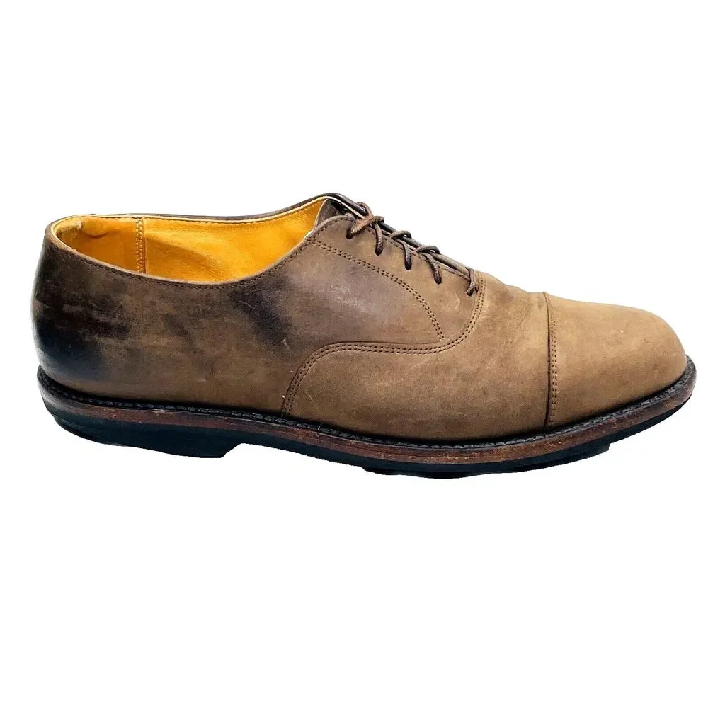 Cole Haan Country Shoes Nubuck Leather Cap Toe 10.5 Distressed Lace Brown